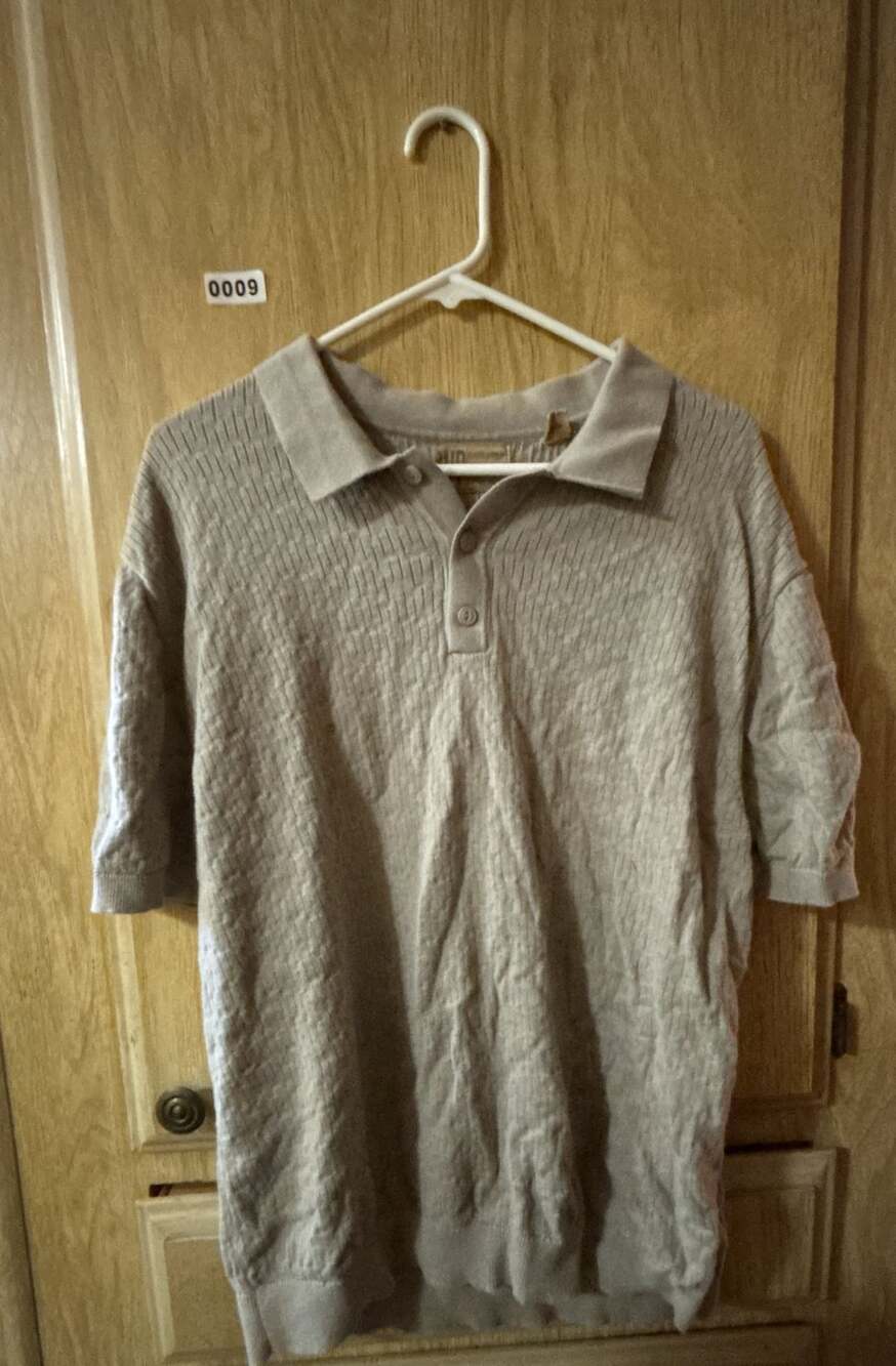 Weatherproof Vintage Knit Polo Size XL Beige Short Sleeve Cotton